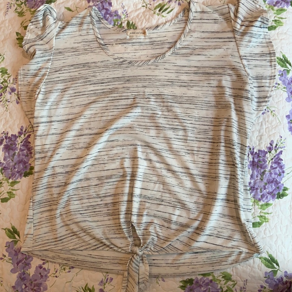 Cap sleeved striped blouse